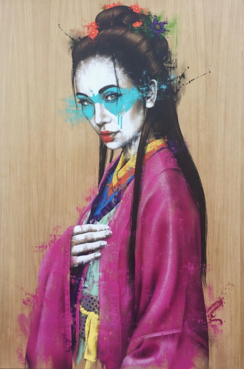 findac:Zuihou - Acrylic and spray on 4ft x 6ft wood panel