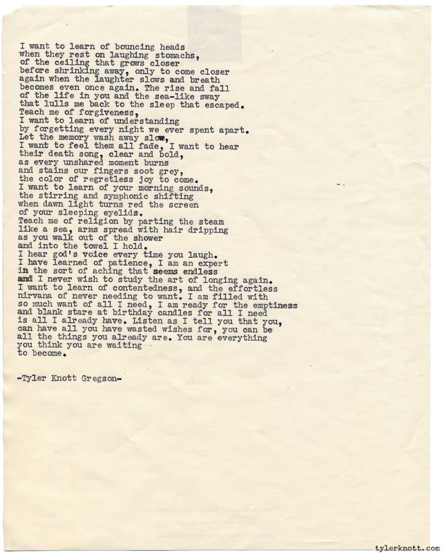 Tyler Knott Gregson — Typewriter Series #1059 by Tyler Knott Gregson ...