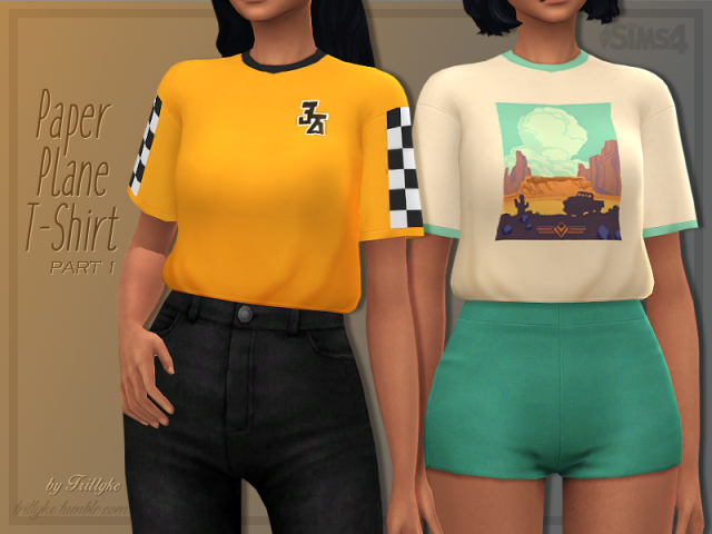 trillyke: Paper Plane T-Shirt - Part 1 Tucked in... - Sims 4 Maxis Match CC