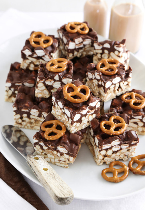 salty peanut butter marshmallow pretzel treats.