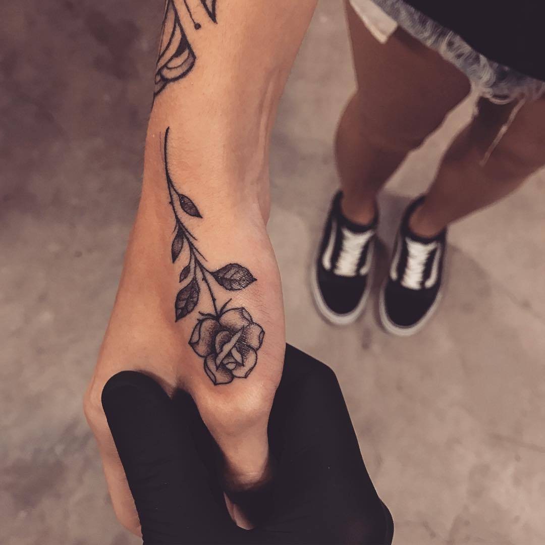 TATTOOS.ORG \u2014 Rose Hand Tattoo Artist Lucas Milk Tattoo