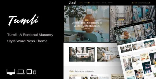 Tumli v1.5 – A Personal Masonry Style WordPress Theme Nulled