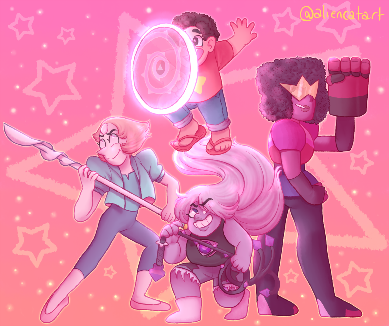 “⭐ We are the Crystal Gems!⭐ we’ll always save the day and if you think we can’t we’ll always find a way! ” here they are all together now! these are actually redraws from when i drew them in 2015 go...