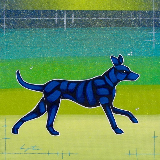 Tetramodal — Blue Dog” Acrylic Spray Paint And Colored