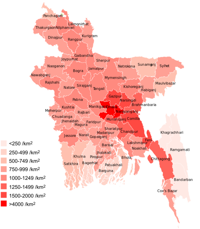 Bangladesh Population Density Map