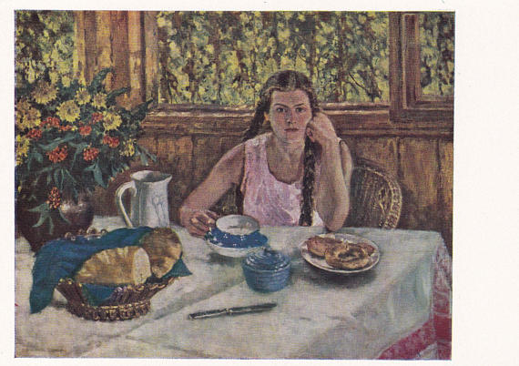 “Girl on the Terrace” by V. Perelman (postcard published in 1966)
Available here: http://etsy.me/2nqxZ6q