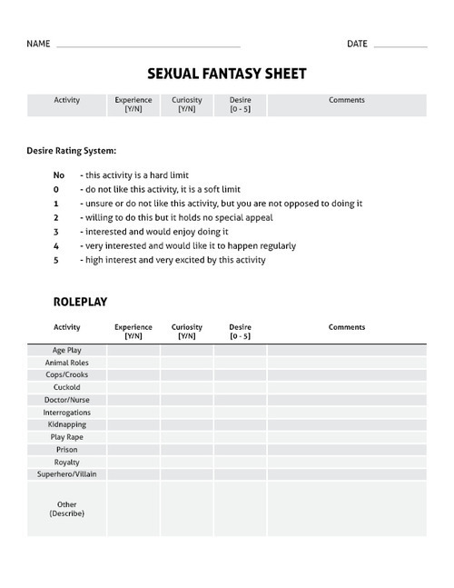 printable kink checklist
