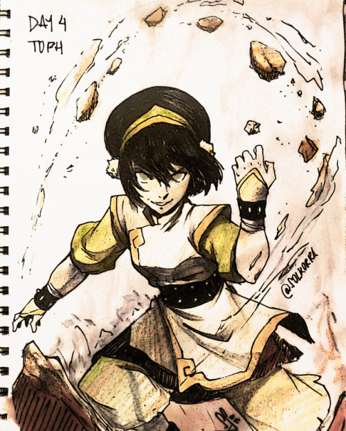 solkorra:inktober day 3 and 4 Katara and Toph :3