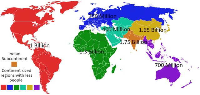 The subcontinent vs continents: population.... - Maps on the Web