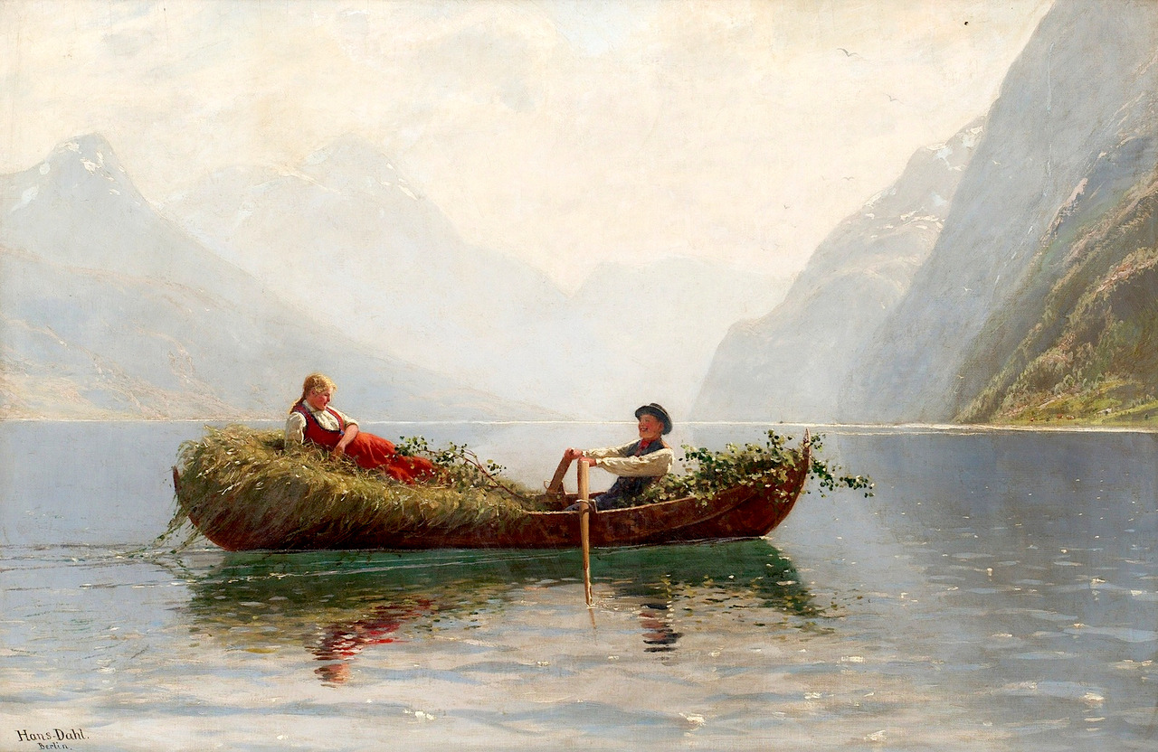 podsteklom:
â€œÐÐ¾Ñ€Ð²ÐµÐ¶ÑÐºÐ°Ñ Ñ€Ð¾Ð¼Ð°Ð½Ñ‚Ð¸ÐºÐ° (Fjordromantik). Ð¥Ð°Ð½Ñ Ð”Ð°Ð»ÑŒ (Hans Dahl), (1849-1937)
â€