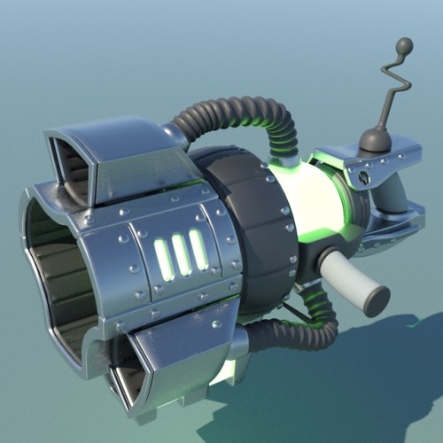 Ratchet & Clank concept art study of the Hoverbomb gun.