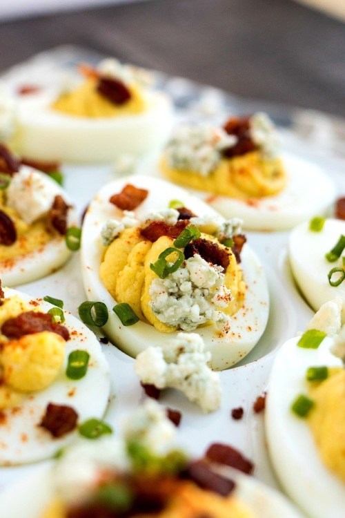 daily-deliciousness:Bacon blue cheese deviled eggs