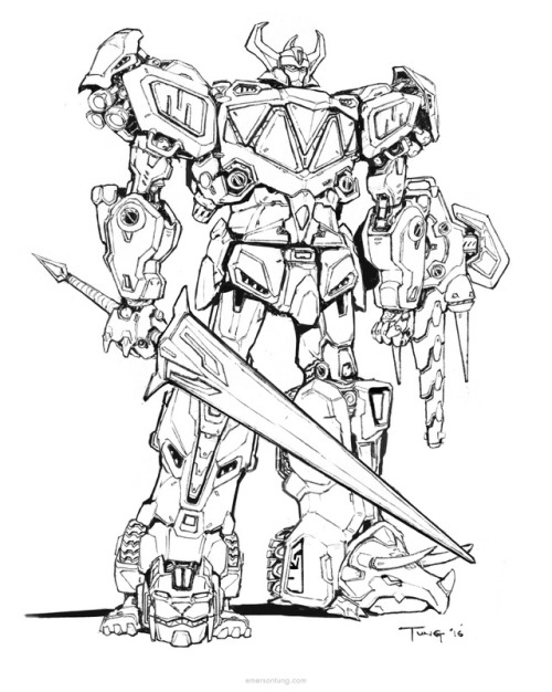 emersontung:Megazord lineart for #mechamonday 