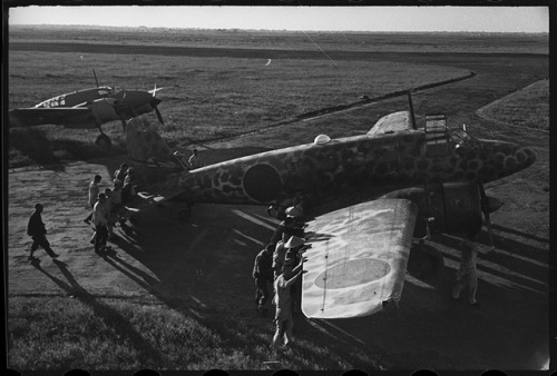 bmachine:Captured by Soviet troops clearing an airfield from the...