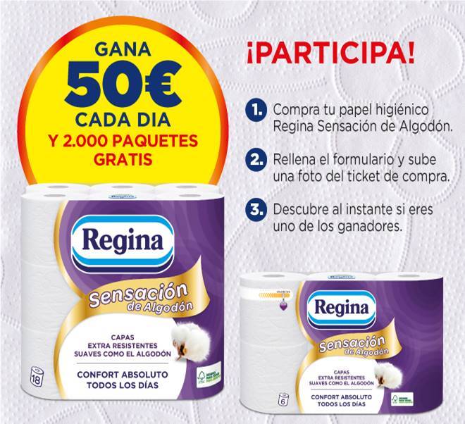 Regina Sensación de Algodón sortea 50€ cada día y 2.000 paquetes gratis