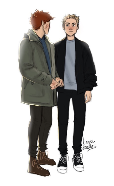 linneart:a little warmup sketch of Andrew and Neil!