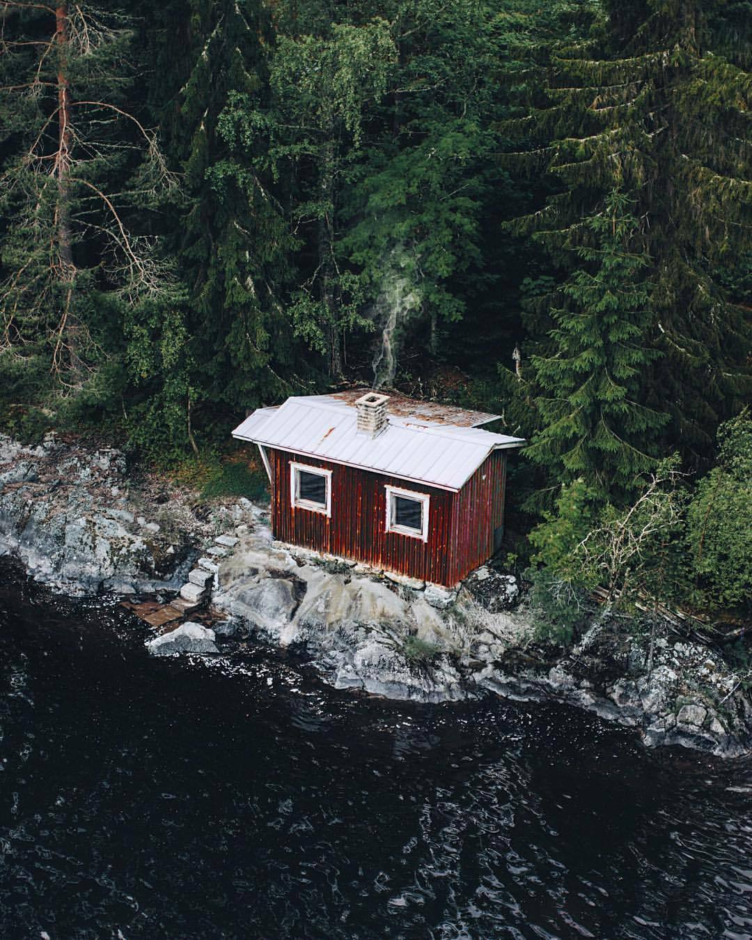 Cabins Daily Little Red Cabin Down By The River Via