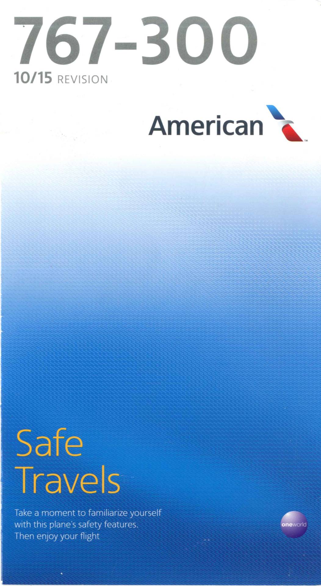 Safety Card Collector American Airlines Boeing 767300