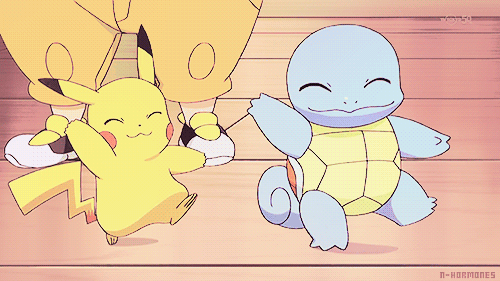 pokegraphic pokegif Pikachu Squirtle Gen I 1st Gen !gifs i like this coloring alot okay