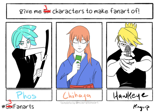 started that 6 fanarts challenge and then got a bit too busy to finish, so here’s my much more modest 3 fanarts challenge. ...