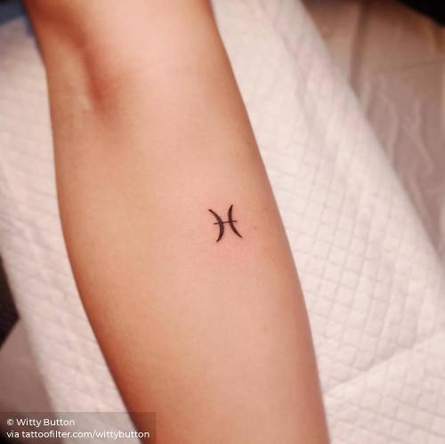 Tattoo tagged with: small, zodiac symbol, micro, symbols, pisces symbol,  wittybutton, tiny, ifttt, little, astrology, minimalist, inner forearm |  