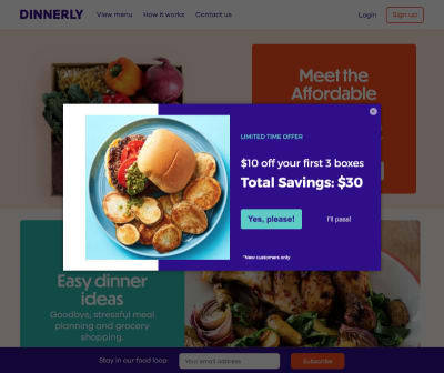 Dinnerly offers a discount on each of your first three meal kits.