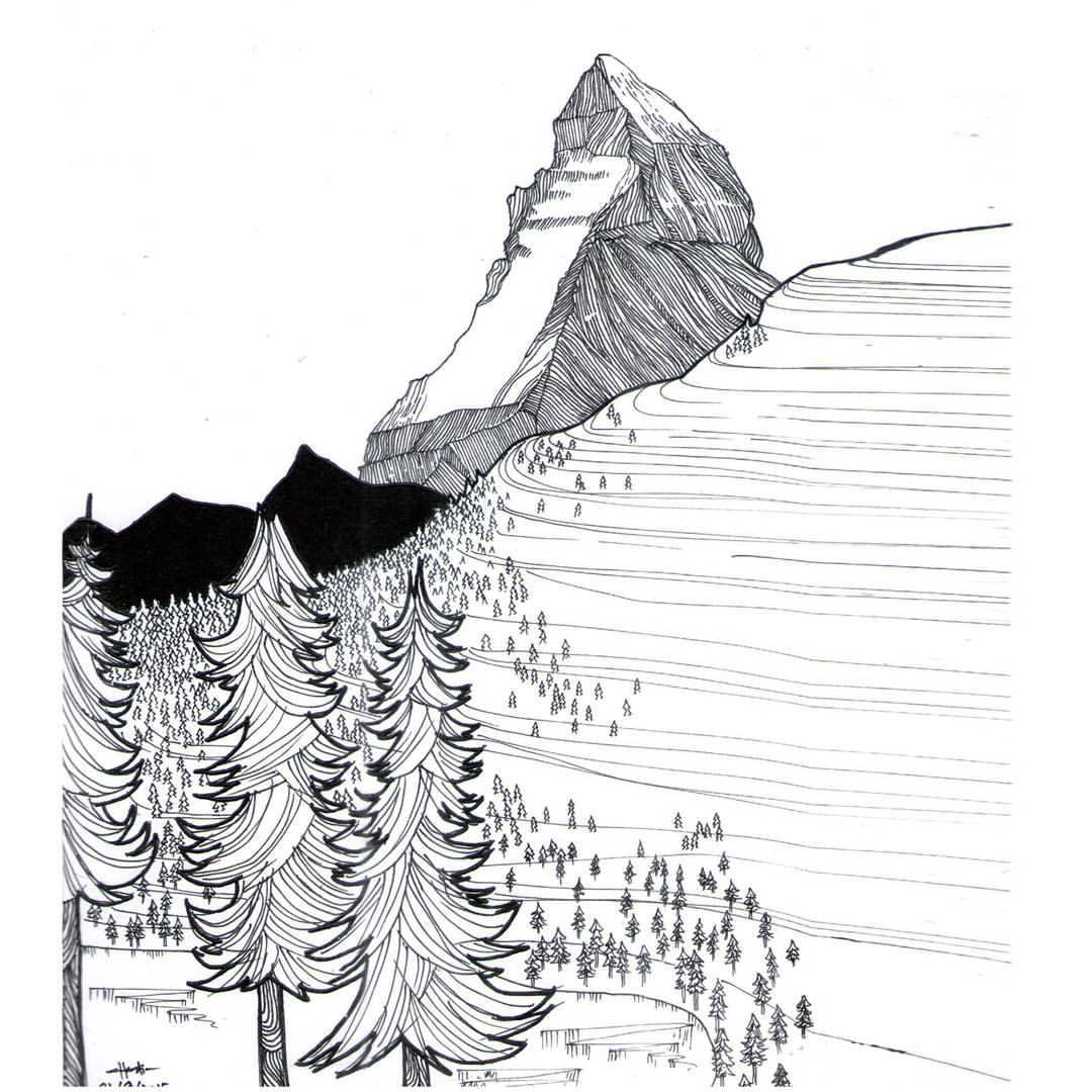 I Climb So I Draw Matterhorn Sketch Use Drawing Pen On