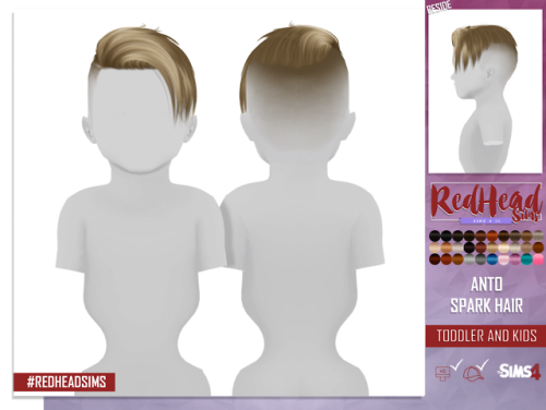 redheadsims-cc:ANTO SPARK HAIR - KIDS AND TODDLER...