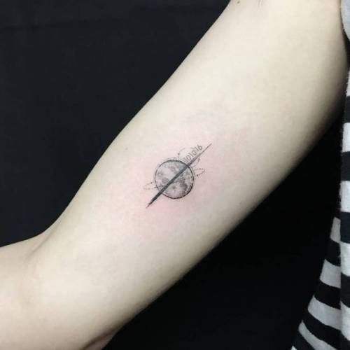 By Jing, done at Jing’s Tattoo, Queens.... jing;small;astronomy;inner arm;tiny;ifttt;little;moon;illustrative