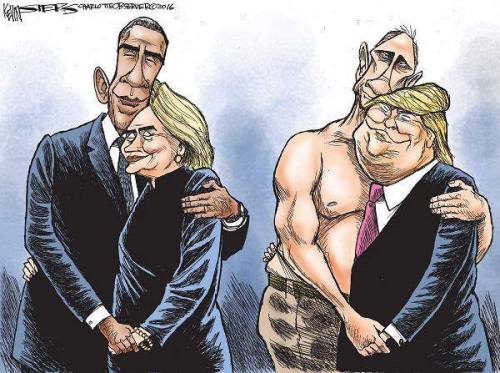 Картинки по запросу Клинтон и Трамп карикатура