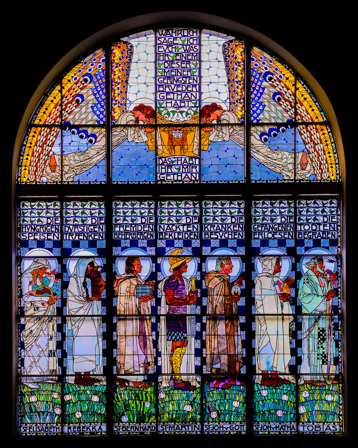 artdecoandartnouveau: “ Kirche am Steinhof (also called the Church of St. Leopold) in Vienna - Art Nouveau (Jugendstil) (via 500px / Seven Saints - Stained glass Church window by Mario Traar) ”