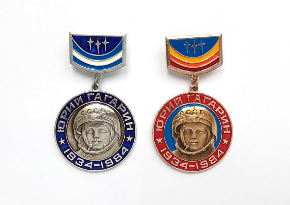 Yuri Gagarin vintage pins (buy here)