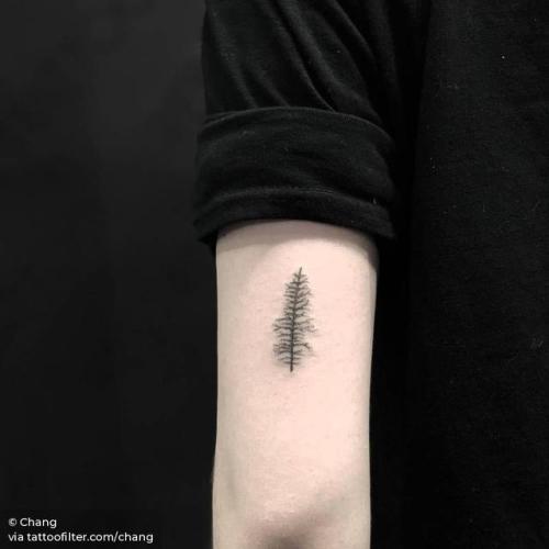 By Chang, done at West 4 Tattoo, Manhattan.... tree;small;chang;tricep;tiny;pine tree;ifttt;little;nature;illustrative