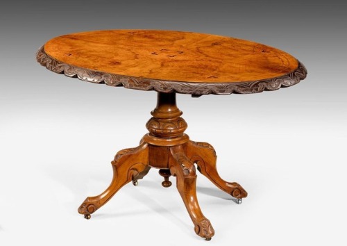 windsorhouseantiques:A mid 19th century highly figured walnut...