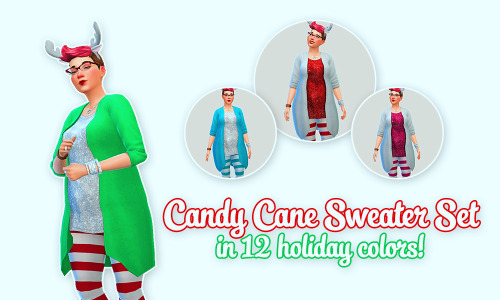 Merry Merry Christmas to SimblrChat Everyone!
Since there was a last-minute snafu with my giftee, I decided to make a gift for everyone instead! So here is my gift to all of you, a holiday themed recolor of that one cardigan outfit from the base...