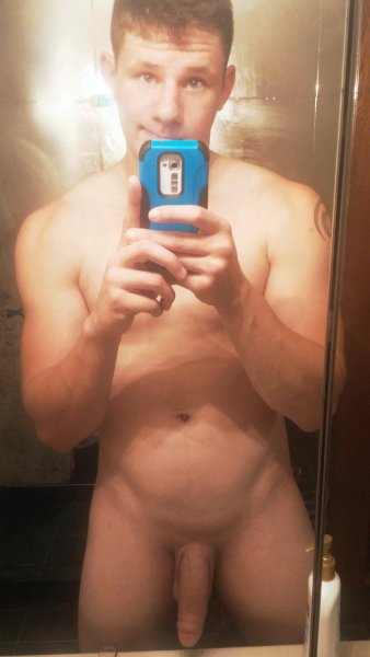 So damn cute! Great selfie we get to check out his thick uncut cock… too hot!