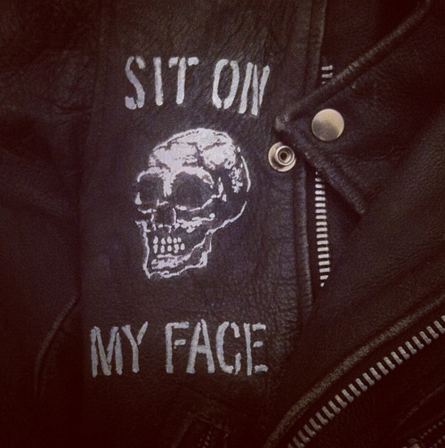 leather black leather jacket leather jacket jacket biker bike skull face sit sit on my face