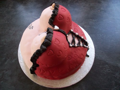 Boob Cake. The cake is a vanilla sponge filled with a dark...