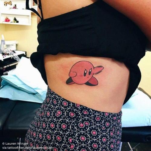 By Lauren Winzer, done at Hunter and Fox Tattoo, Sydney.... small;laurenwinzer;rib;tiny;cartoon;ifttt;little;video game;kirby;game