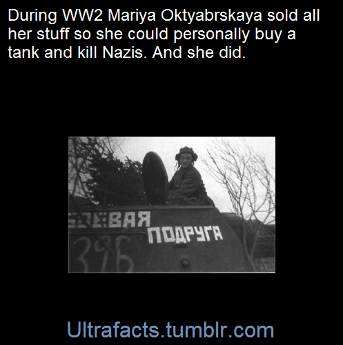 invokingbees:ultrafacts:The words on her tank: Боевая...