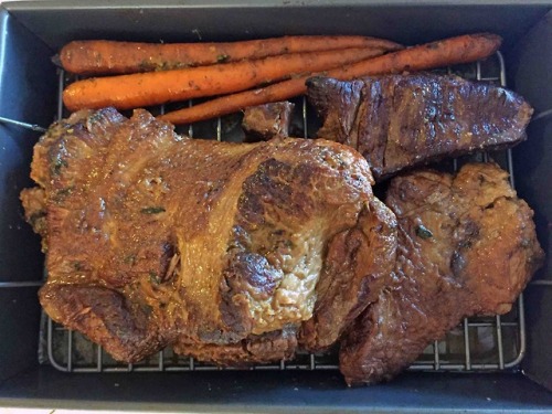 Time to let the brisket rest and then trim the fat and slice!