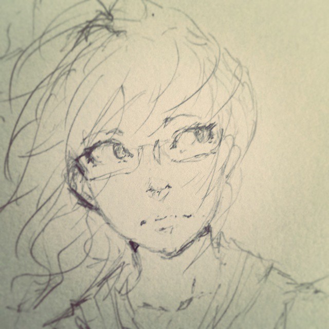 Guweiz Glasses Girl Mangastyle Anime Pencil Sketch