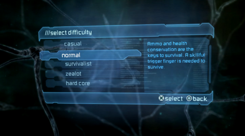 armoredtier:Dead Space 2 difficulty settings.