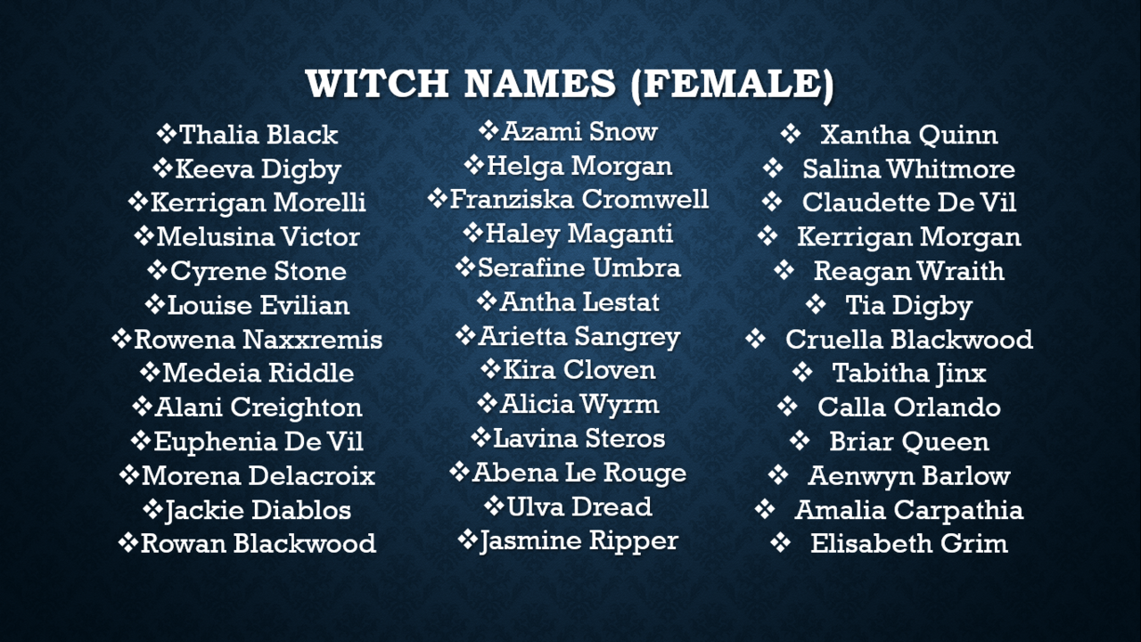 The Writer's Corner — Female Witch Names Fantasy Name ...