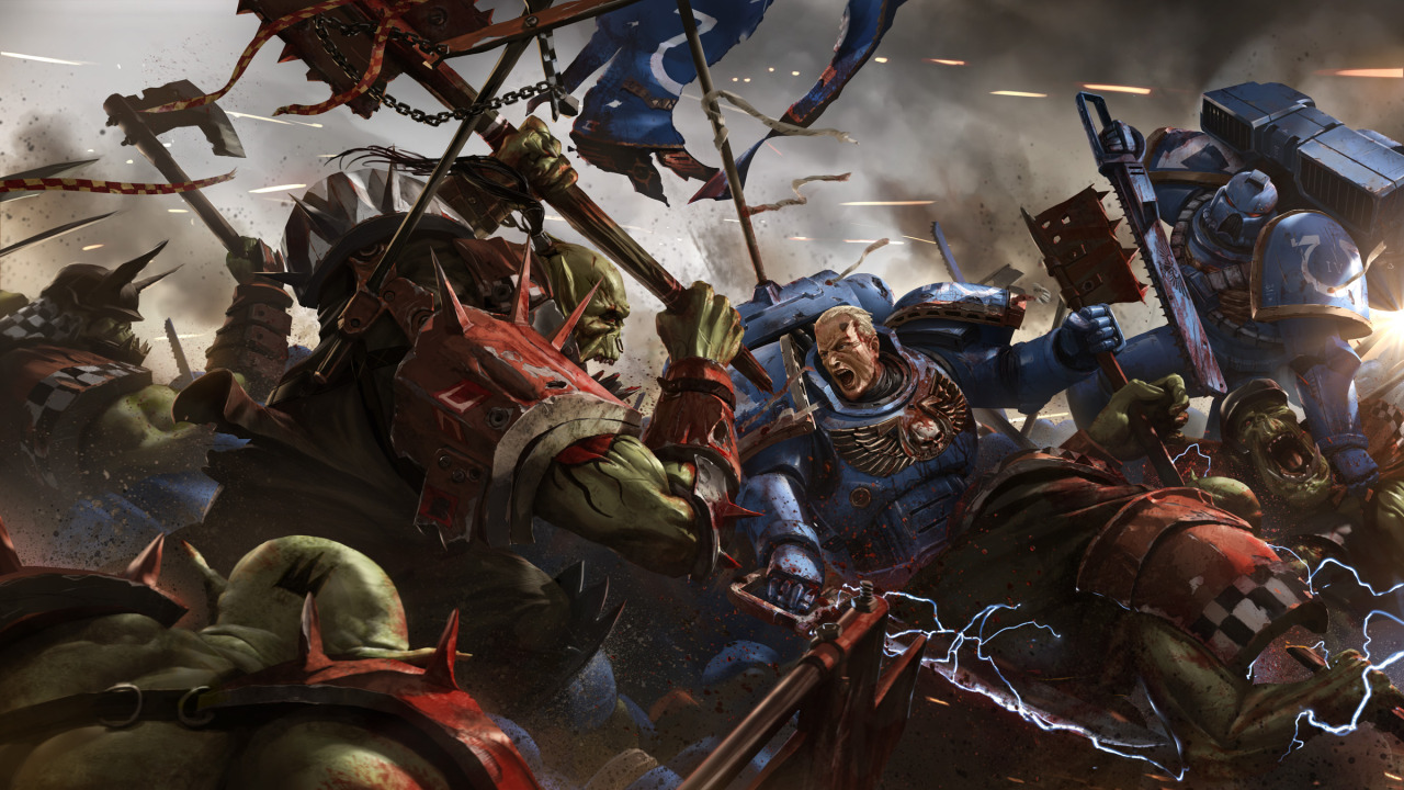 Warhammer 40k artwork — Ultramarines Vs Orks by...