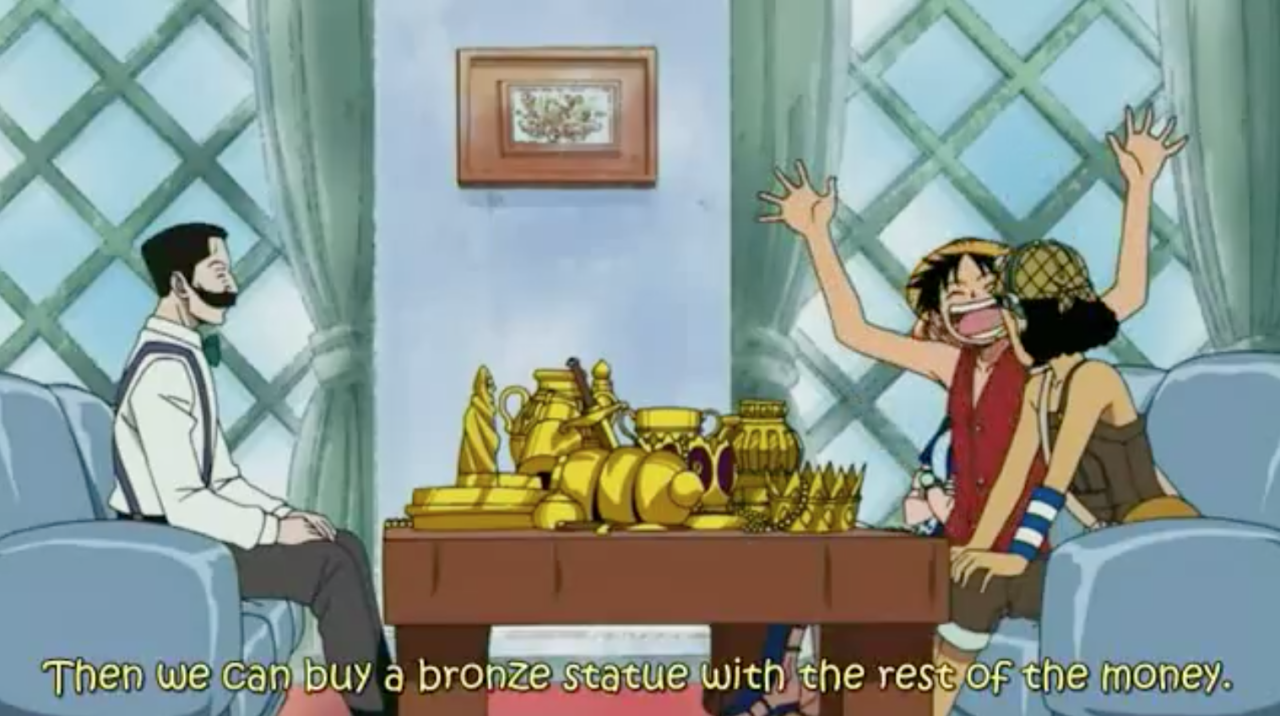 bronze luffy statue