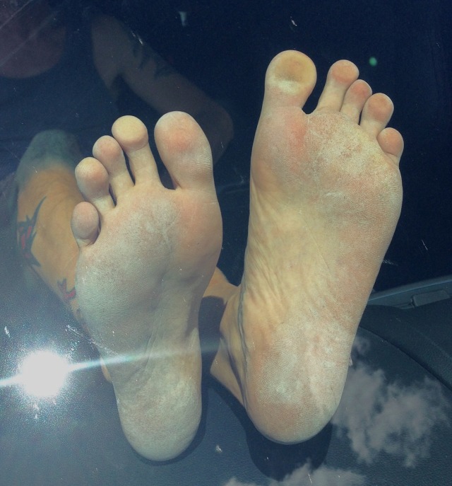 My Dirty Male Feet Dusty Feet On Windshield