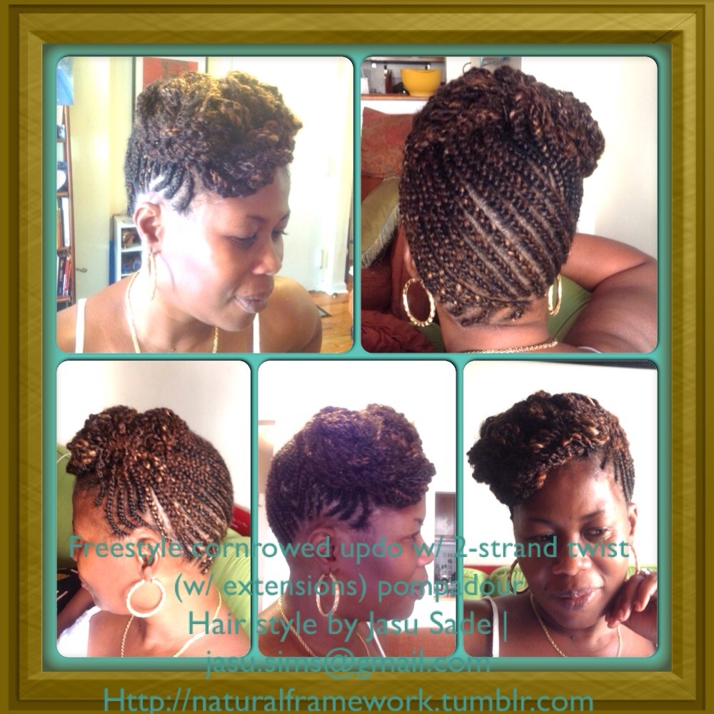 Natural Framework Freestyle Cornrow Updo W 2 Strand Twist Pinup