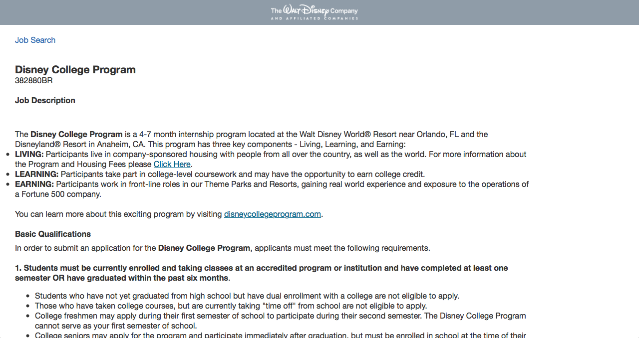 disney college program cover letter example
