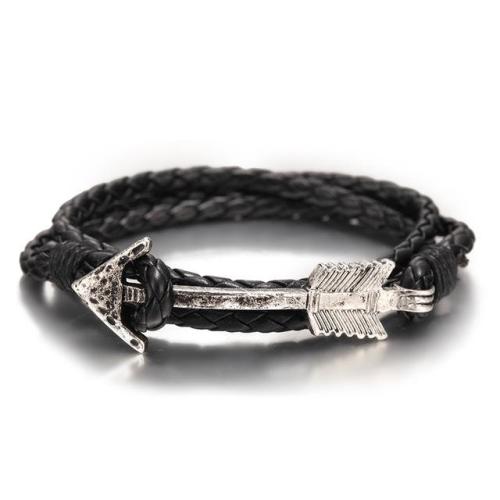 gentclothes:Leather Bracelet with Arrow Charm - Use code...